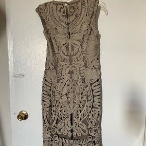 JS Collections Soutache Appliqué Taupe Gown